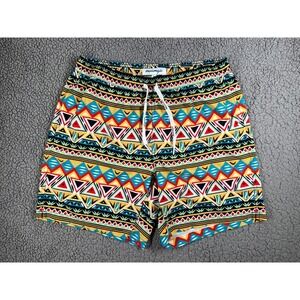 MAAMIGIC Men's Swim Trunks Geometric Print Elastic Waist Mesh Lined Size L